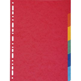 Intercalaires carte 220g 6 positions - A4 maxi - Couleurs assorties