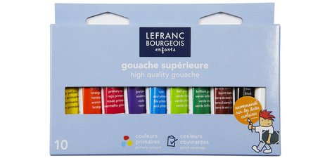 Gouache lefranc bourgeois sans composants toxiques boîte pegboardable 10 tubes 10ml