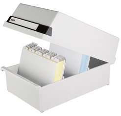 Boîte à fiches, A6 paysage, pour 1.300 cartes, gris