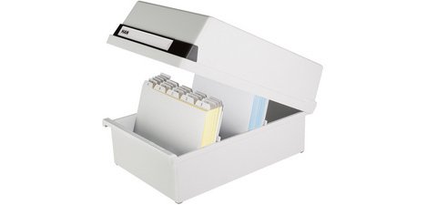 Card box, A5 landscape, for 1,300 cards, grey