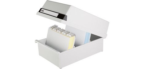 Boîte à fiches, A5 paysage, pour 1.300 cartes, gris