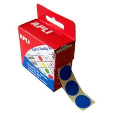 Boîte distributrice de 150 pastilles adhésives de couleur - Ø 15mm - Bleu