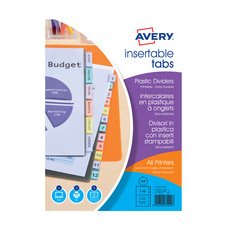 De_separador avery de plastico con 6 pestañas de indice personalizable tamaño a4