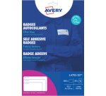 Badges autocollants, 63,5 x 29,6 mm, blanc