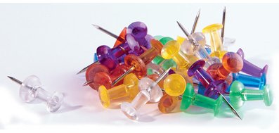 Punaises de tableau en liège, coloré, contenu: