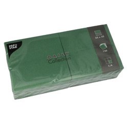 Serviettes, 320 x 320 mm, 3 couches, vert foncé