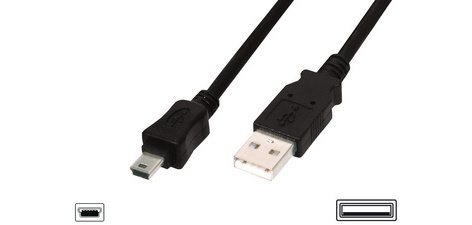 mini câble USB 2.0, USB-A - mini USB-B de 5 broches,