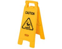 Panneau d'avertissement 'Caution', trilingue