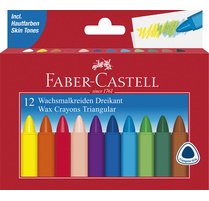 FABER-CASTELL Craie à la cire, triangulaire, étui de 12
