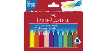 FABER-CASTELL Craie à la cire, triangulaire, étui de 12