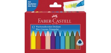 FABER-CASTELL Craie à la cire, triangulaire, étui de 12