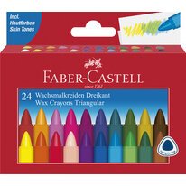 FABER-CASTELL Craie à la cire triangulaire, étui de 24