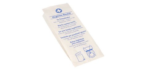 Sachet hygiénique en papier, imprimé, blanc/bleu