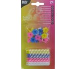 Bougies d'anniversaire, en cire, rayures blanches