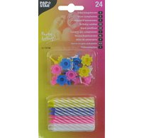 Bougies d'anniversaire, en cire, rayures blanches