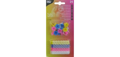 Bougies d'anniversaire, en cire, rayures blanches