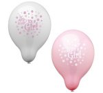 Ballon de baudruche 'It's a Girl', rose/blanc