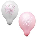 Ballons de baudruche 'It's a Girl', rose / blanc