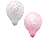 Ballonnen "It's a Girl", roze / wit