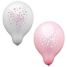 Ballons de baudruche 'It's a Girl', rose / blanc