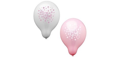 Ballon de baudruche 'It's a Girl', rose/blanc