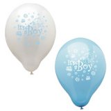 Ballons de baudruche 'It's a Boy',assorti bleu/blanc