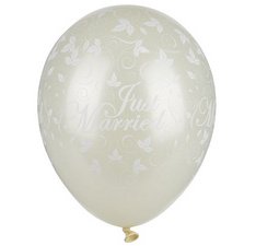 Ballon de baudruche 'Just Married', ivoire métallisé