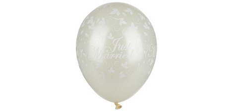 Ballon de baudruche 'Just Married', ivoire métallisé