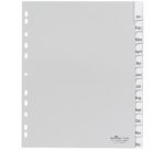 Intercalaires mensuels plastique, A4, 12 pièces,gris