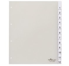 Intercalaires plastique, A4, 12 touches, transparent