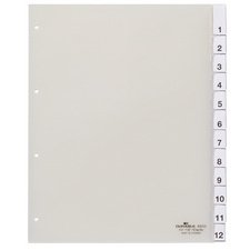 Intercalaires plastique, A4, 12 touches, transparent