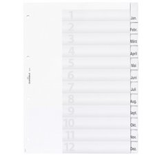 Plastic tabbladen, A4, 12 tabs, transparant