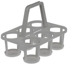 Flessendrager met 6 vakken, PP, nordic-grey