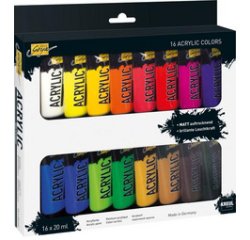 Peinture acrylique SOLO Goya Acrylic, 20 ml, kit de 16