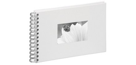 Spiral photo album, linen binding, white