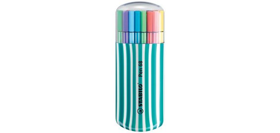 Felt Pen 68, striped with 20, turquoise