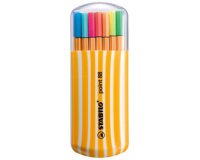 Stift met fijne punt Point 88 - gestreepte fluo etui van 20 stuks