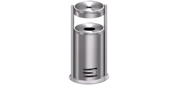 Cendrier extérieur sur socle tec-art, rond, argent