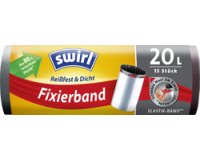 Sac poubelle, avec bande de fixation, 20 litres, noir