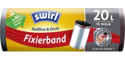 Garbage bag, with fastening band, 20 liters, black
