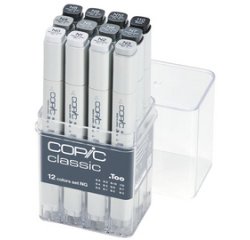 Marqueur classic, set de 12 'NG', tons de gris neutres