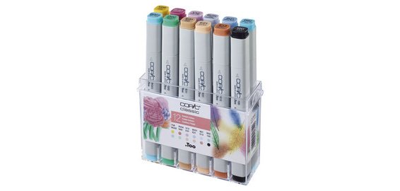 Marqueur classic, kit de 12 couleurs pastel