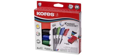 Kit de marqueurs pour tableau blanc, 4 marqueurs +