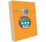 Bloc-notes, A4, quadrillé, 80 feuilles, lot de 3