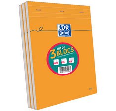 Bloc-notes, A4, quadrillé, 80 feuilles, lot de 3