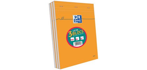 Bloc-notes, A4, quadrillé, 80 feuilles, lot de 3
