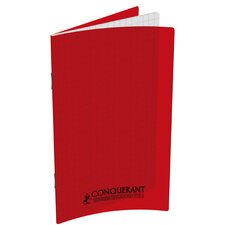 Carnet piqûre 90 x 140 mm, quadrillé - rouge