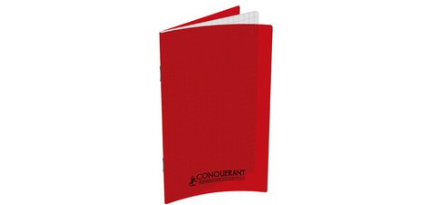 Carnet piqûre 90 x 140 mm, quadrillé - rouge
