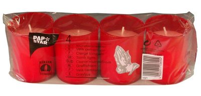 Photophore tombal 'cierge tombale', rouge