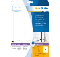 Etiquette dos de classeur SPECIAL, 297 x 61 mm, blanc